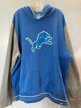 Fanatics Blue and Gray Men's Detroit Lions Hooded Sweatshirt
